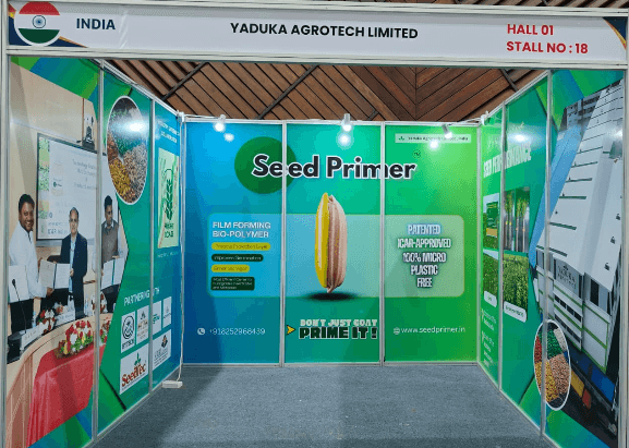Seed Primer stand at Agritec Africa 2026 — "Don't just coat, prime it!"