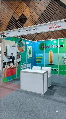 Angled view of the Seed Primer stand at Agritec Africa 2026