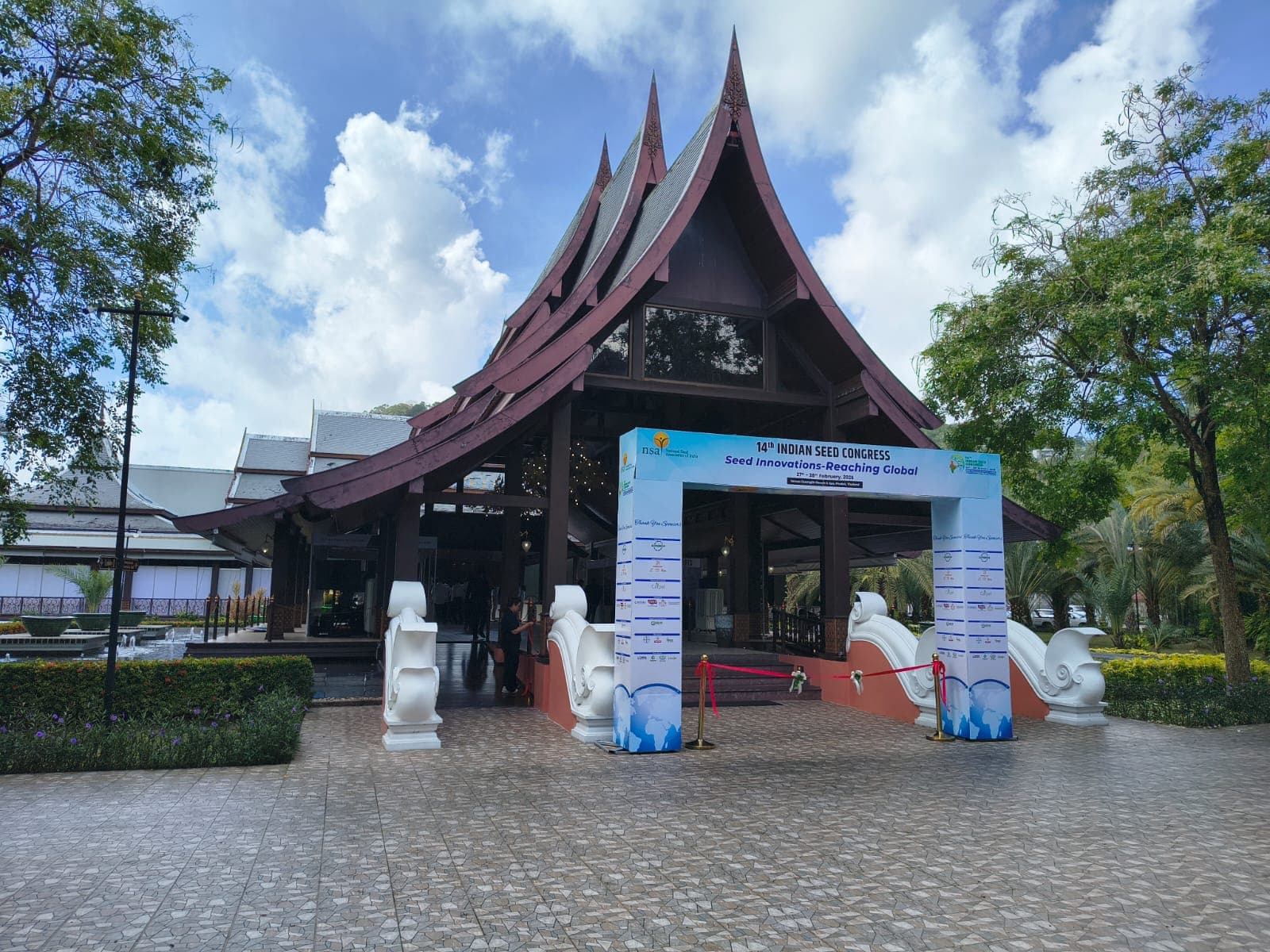 14th Indian Seed Congress 2025 entrance arch — Duangjitt Resort & Spa, Phuket, Thailand